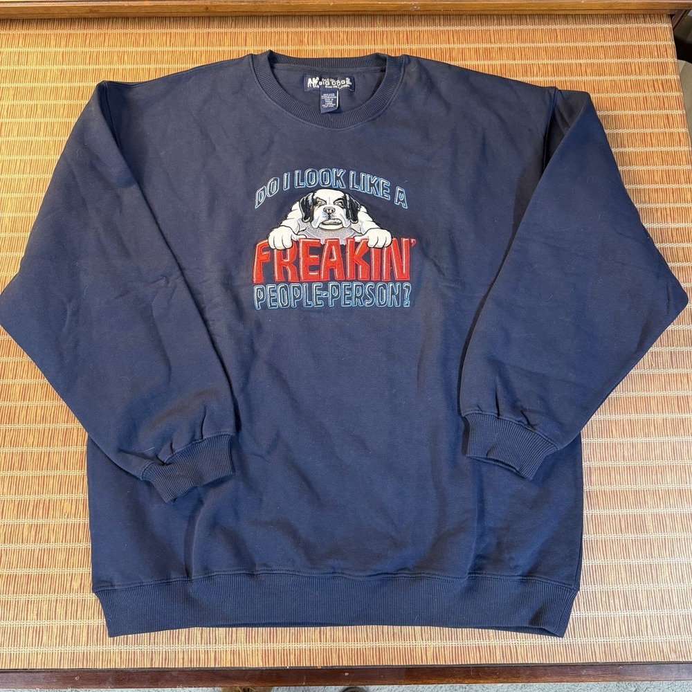 Big Dogs Embroidered Design Sweatshirt Navy Blue Men's Size Y2K Large L